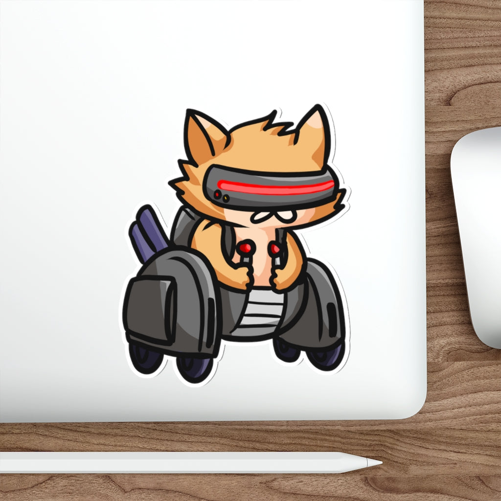Racing Robot Cat Die-Cut Sticker