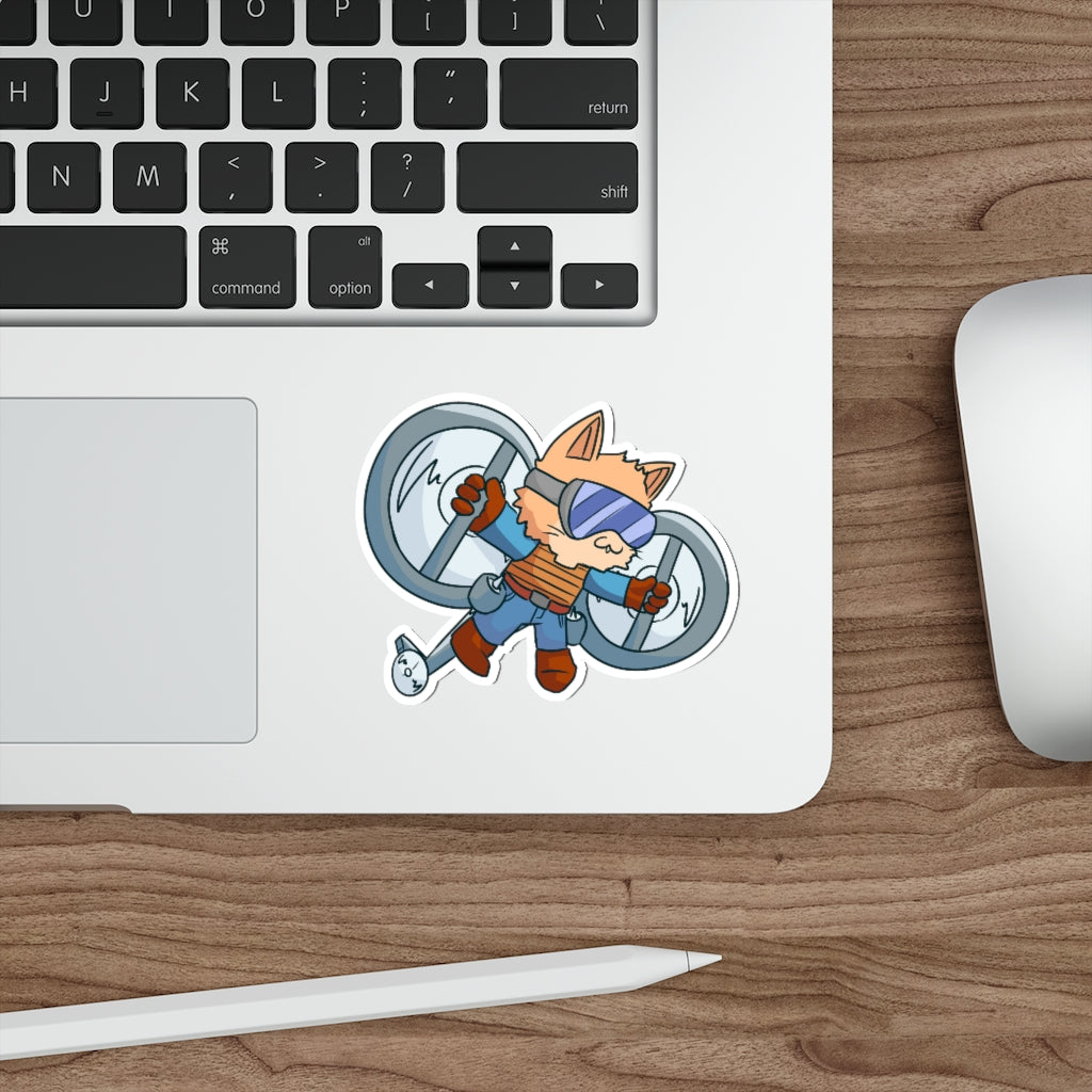 Helicopter Cat Die-Cut Sticker