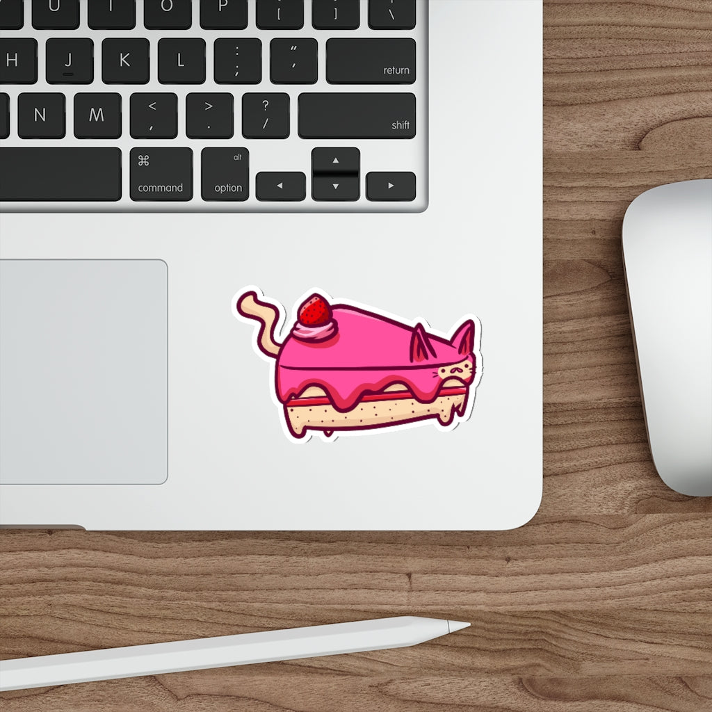 Strawberry Cake Cat Die-Cut Sticker