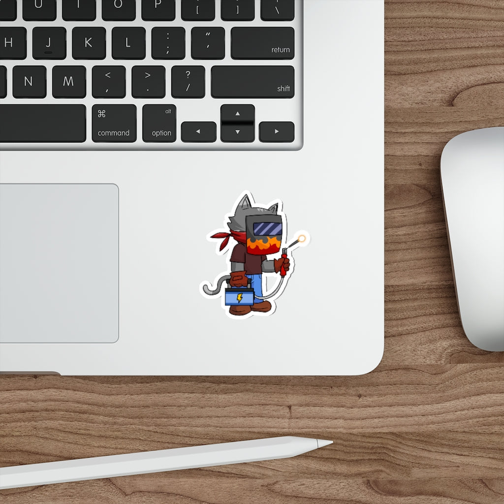 Welder Cat Die-Cut Sticker