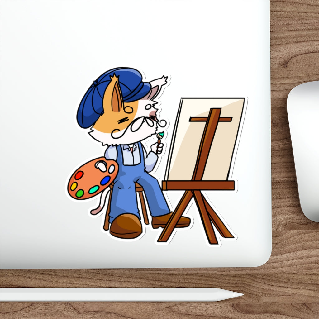 Artist Cat Die-Cut Sticker