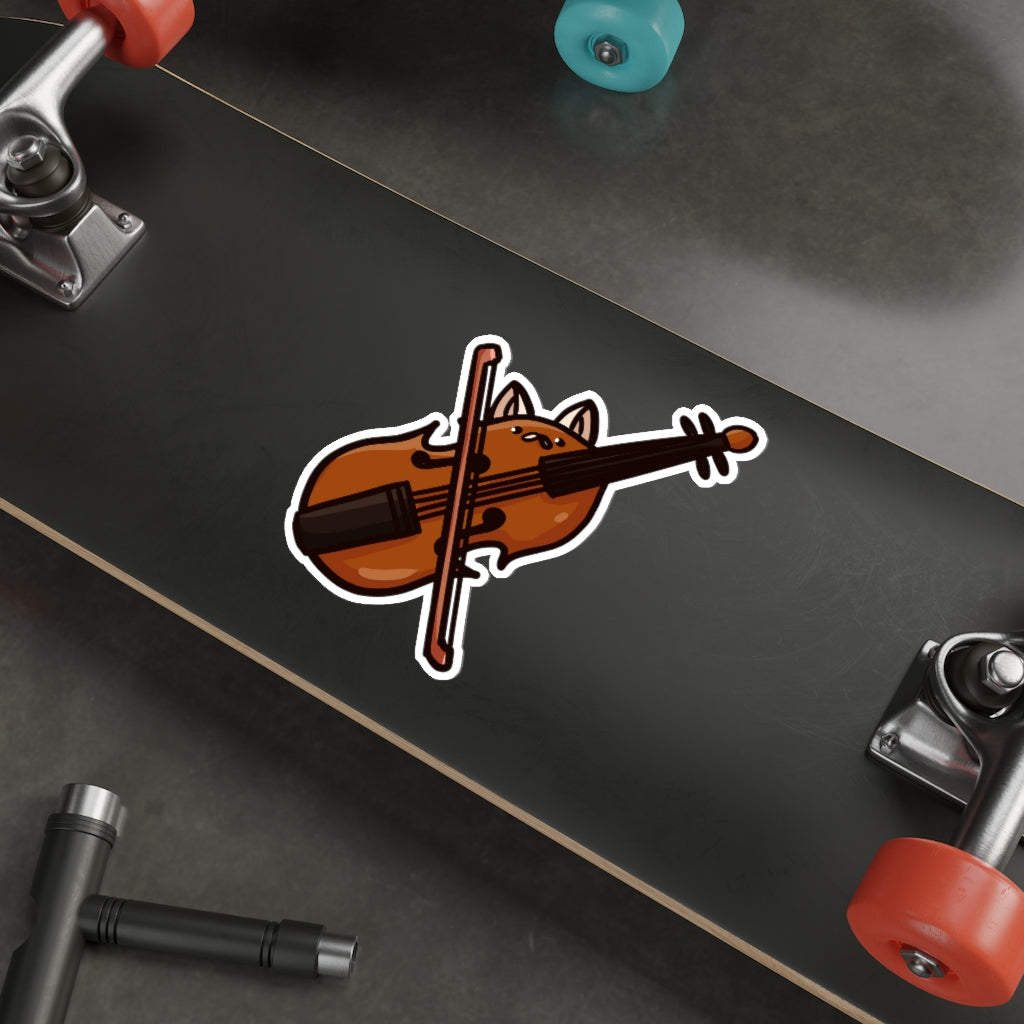 Violin Cat Die-Cut Sticker
