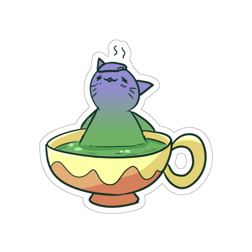 Tea Cat Die-Cut Sticker