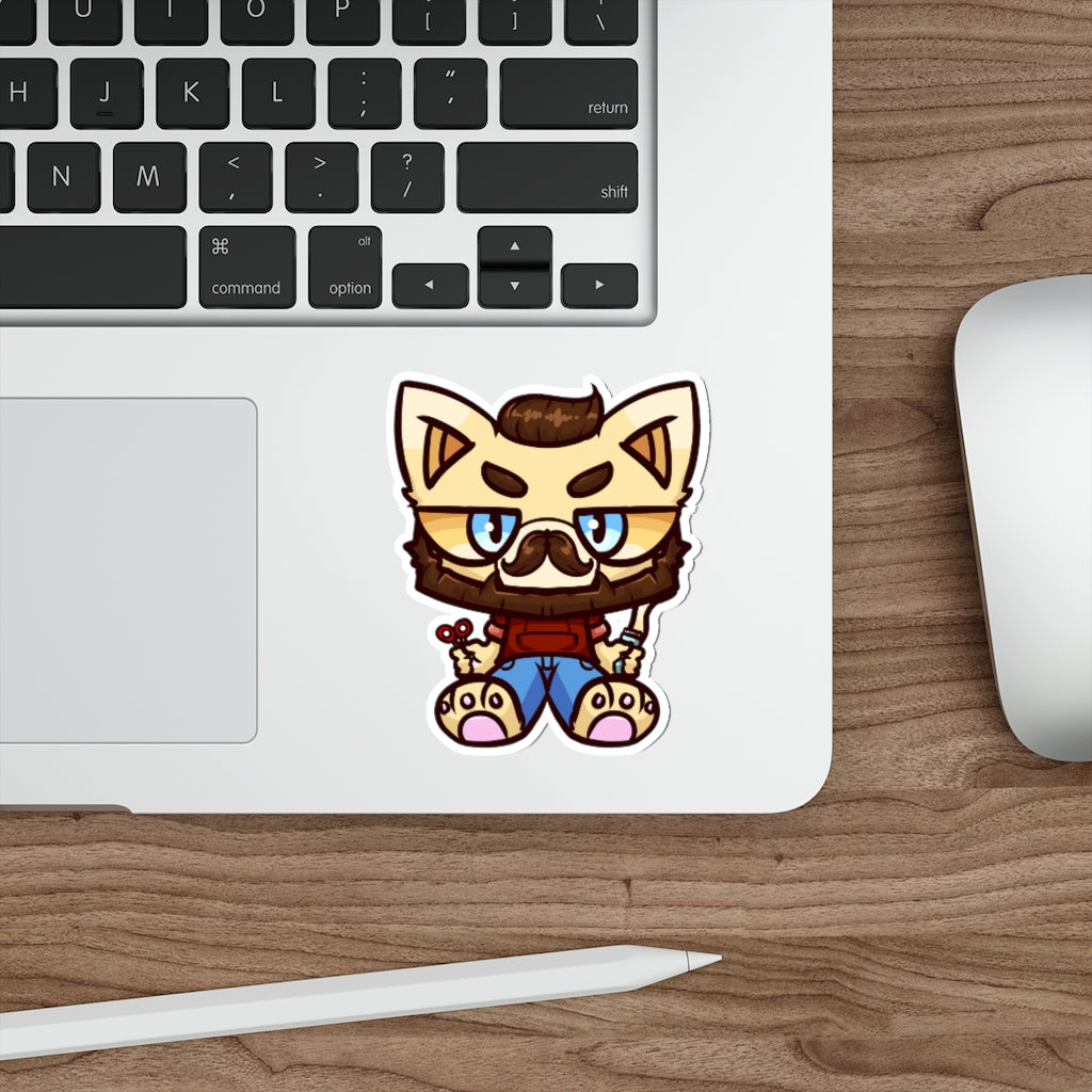 Barber Cat Die-Cut Sticker