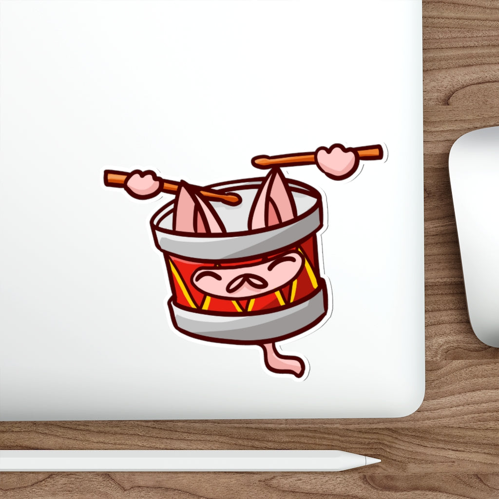 Drum Cat Die-Cut Sticker