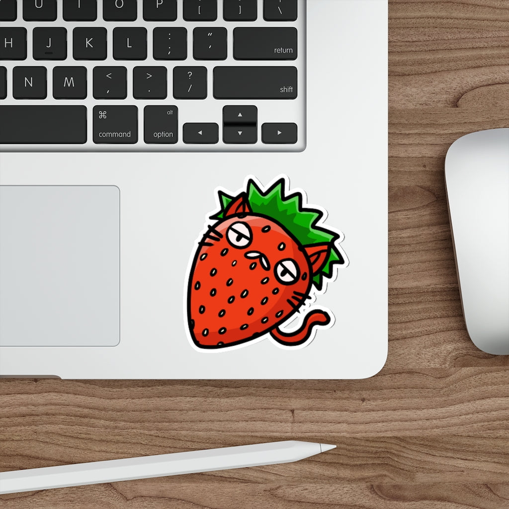 Strawberry Cat Die-Cut Sticker