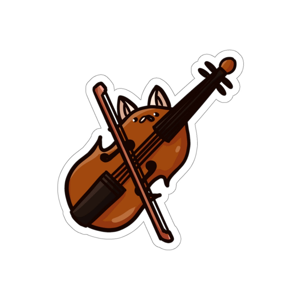 Violin Cat Die-Cut Sticker