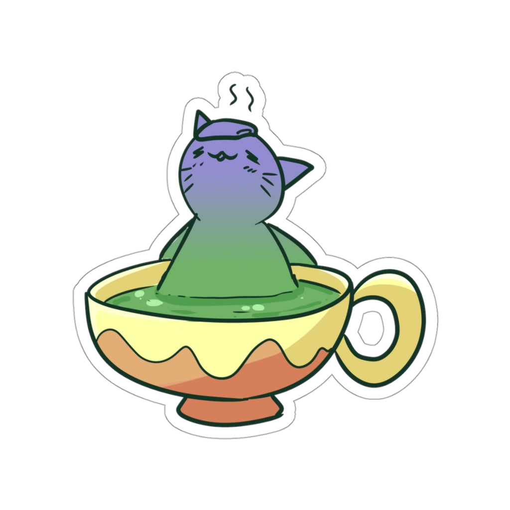 Tea Cat Die-Cut Sticker