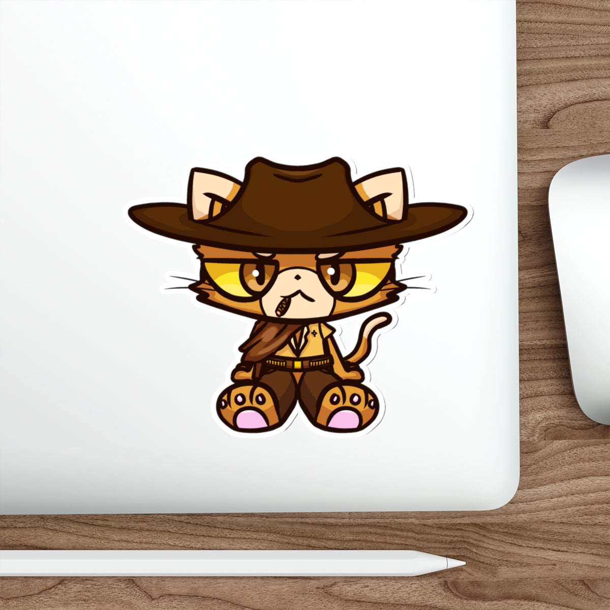 Unamused Cowboy Cat Die-Cut Sticker