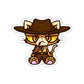 Unamused Cowboy Cat Die-Cut Sticker