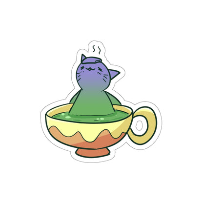 Tea Cat Die-Cut Sticker